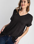 Rae Mode V Neck Basic High-Low Hem Top