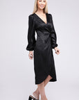 Flounce Hem Wrap Dress