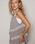 POL Ruffled Open Front Sleeveless Cardigan