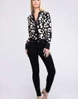 Leopard Notched Neck Blouse