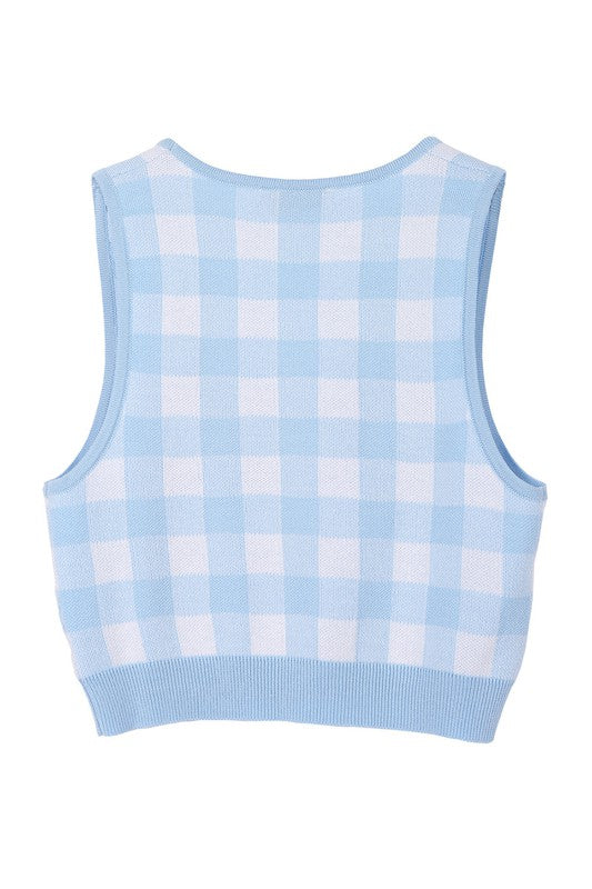 Lilou Sleeveless Gingham Patterned Tank Top