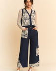 Davi & Dani Lace Applique Wide Leg Jeans