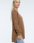 ZENANA Hi-Low Hem Front Seam Sweater