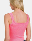 Zenana Washed Ribbed Scoop Neck Wide Strap Tank