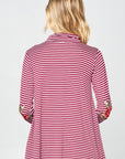 e Luna Striped Jersey Turtle Neck Casual Top