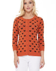 Round Neck Cat Patterned Cardigan Sweater