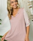 e Luna PLUS Mixed Split Neck Top