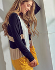 e Luna Solid Jersey Colorblock Cardigan