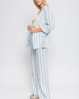 Love Tree Linen Woven Striped Blazer