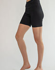 Nylon Rib V-Waist Biker Shorts