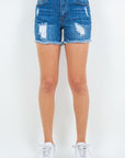 American Bazi High Waist Distressed Frayed Denim Shorts