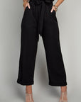 Tie Belt Straight Leg Pants - Online Only