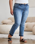 Judy Blue Full Size Release Hem Cropped Bootcut Jeans