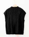 Colorblock Satin Bow Cable Knit Short Sleeve Sweater