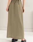 HYFVE Drawstring Washed Linen Maxi Skirt