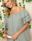 e Luna PLUS Off Shoulder Tiered Ruffle Top