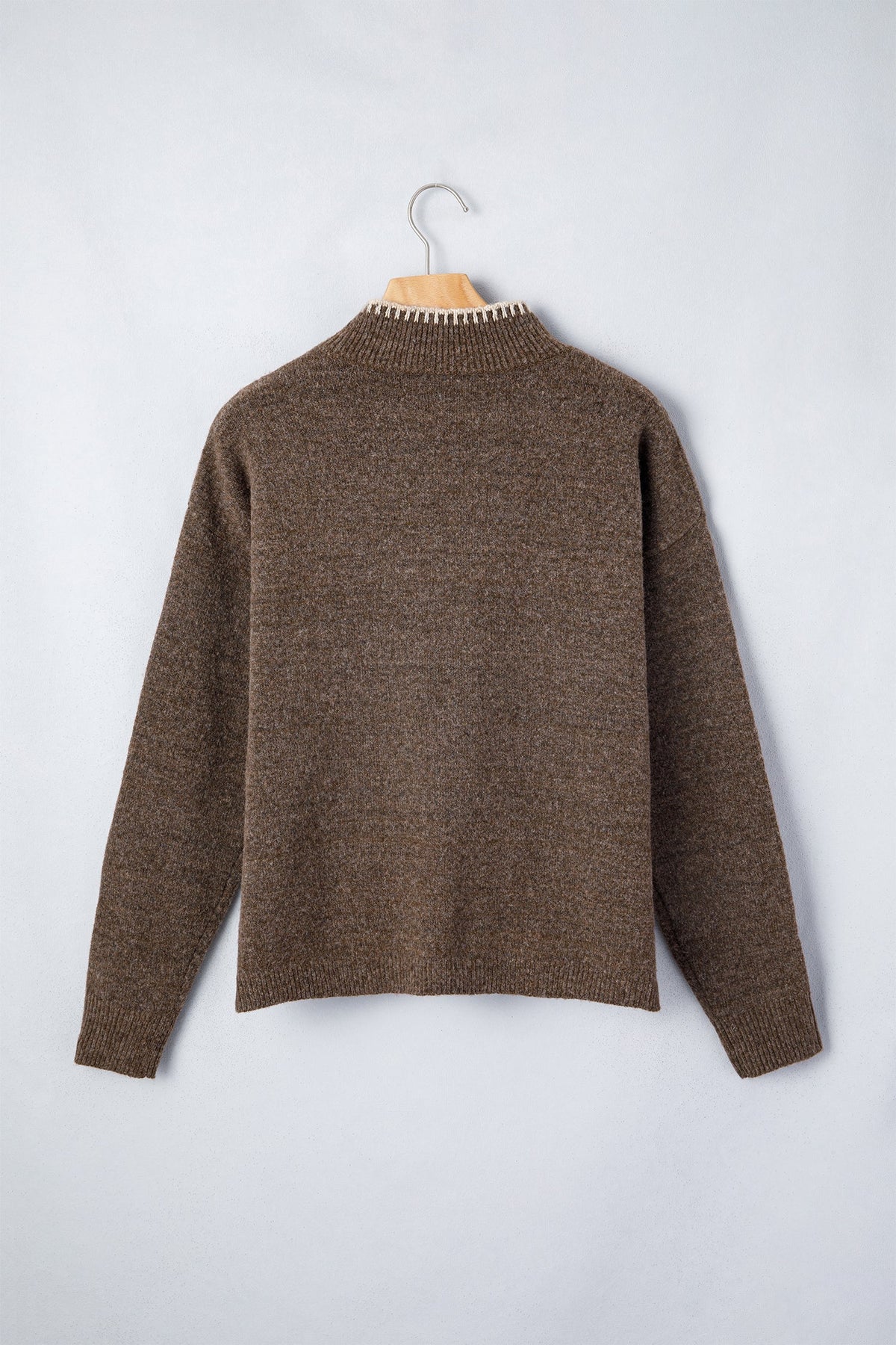 Chicory Floral Embroidered Mock Neck Sweater