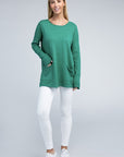 Zenana Viscose Front Pockets Sweater