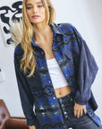 Davi & Dani Plus Printed Button Down Jacket - Online Only