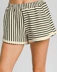 Umgee Elastic Waist Striped Shorts with Pockets