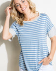 e Luna Striped Solid Mixed Boxy Top