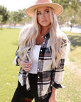 Women Distressed Raw Edge Plaid Print Shirt