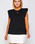 Knit Crew Neck Shoulder Pad Muscle Tee