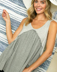 e Luna Solid Stripe Babydoll Tank Top