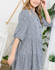 e Luna Dot Button Down Tiered Dress