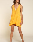 POL Sleeveless Deep V-neck Dress with Lace on Front - Online Only