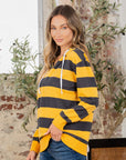 Full Size Drawstring Striped Long Sleeve Hoodie