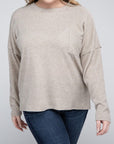 Zenana Plus Ribbed Brushed Melange Hacci Sweater