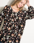 e Luna Floral Woven Baby Doll Top