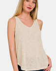 Zenana V-Neck Curved Hem Tank