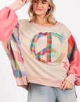 SAGE + FIG Full Size Contrast Peace Patch Dropped Shoulder Sweatshirt