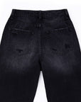 Lilou Black Distressed Straight Jeans