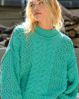 POL Mock Neck Cable Knit Sweater