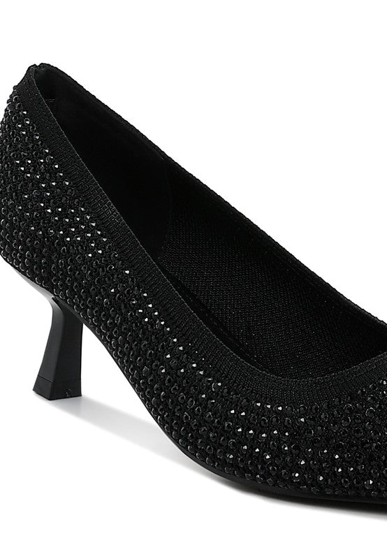 Vimto Breathable Flyknit Rhinestone Pumps