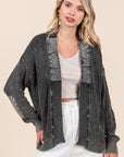 Mittoshop Contrast Patch Open Front Mineral Wash Cardigan