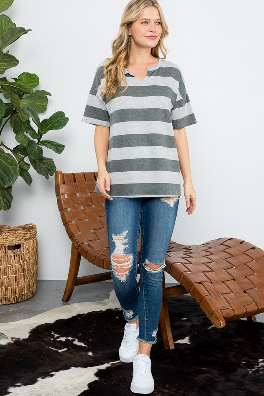 e Luna Striped Basic Top