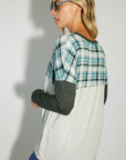 e Luna Plaid Mixed Colorblock Top