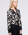 Leopard Notched Neck Blouse