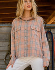 And The Why Full Size Plaid Button Up Raw Hem Shirt