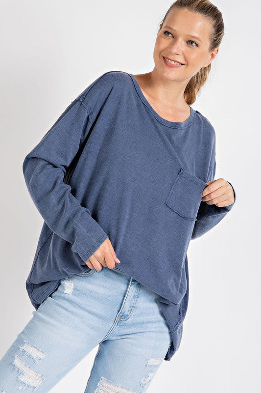 Mineral Washed Long Sleeve Top - Online Only