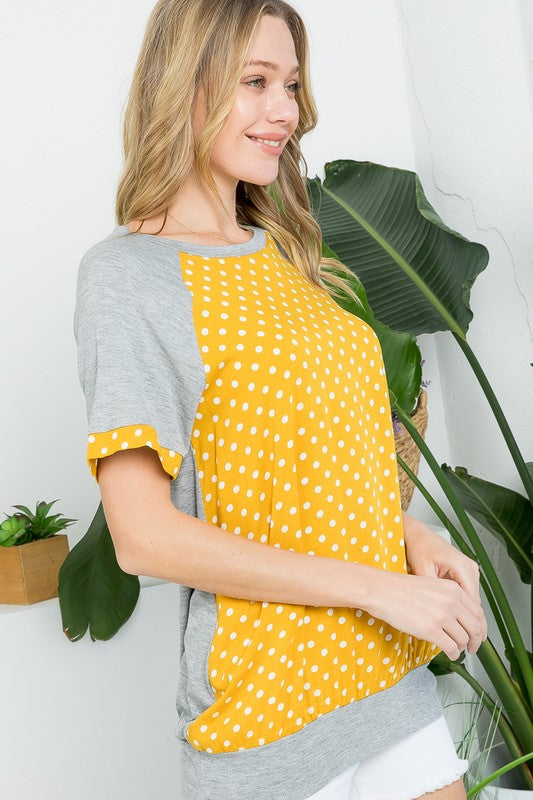 Polka Dot Mixed Casual Top - Online Only