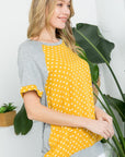 Polka Dot Mixed Casual Top - Online Only