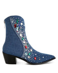 Starlit Multi Color Stones Embellished Boots