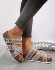 Caroline Strappy Hollowed Platform Slippers