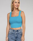 Zenana Cotton Square Neck Cropped Cami Top