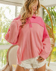 BiBi Long Sleeve Knit Mixed Thermal Sweatshirt